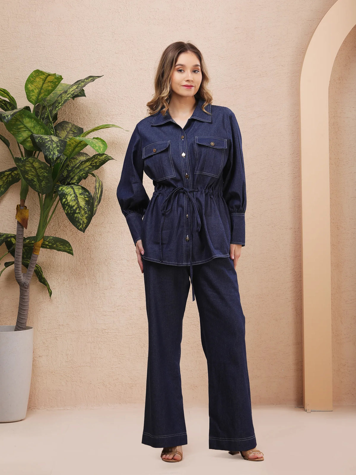 Drawstring Denim Co-ord Set