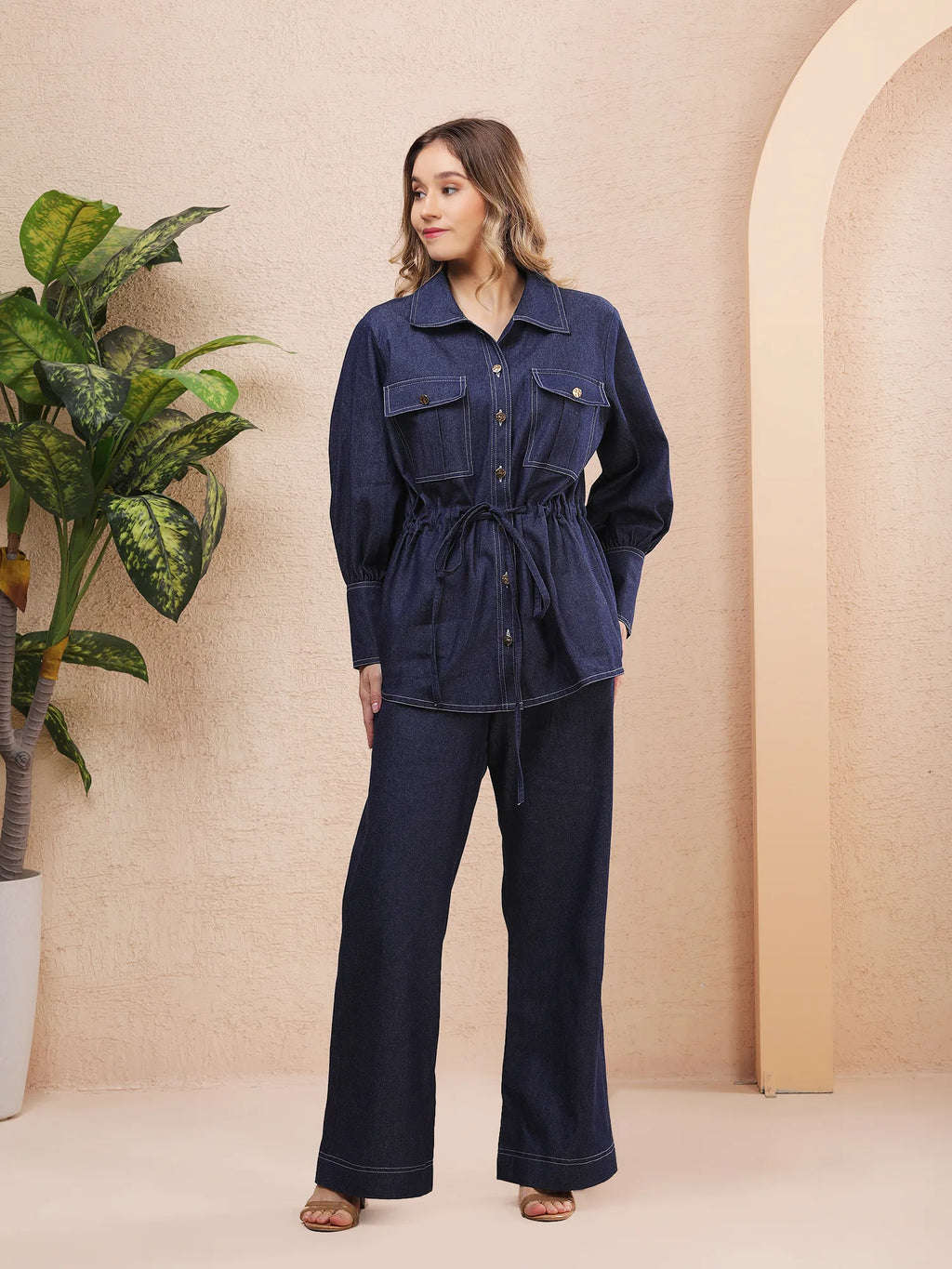 Drawstring Denim Co-ord Set