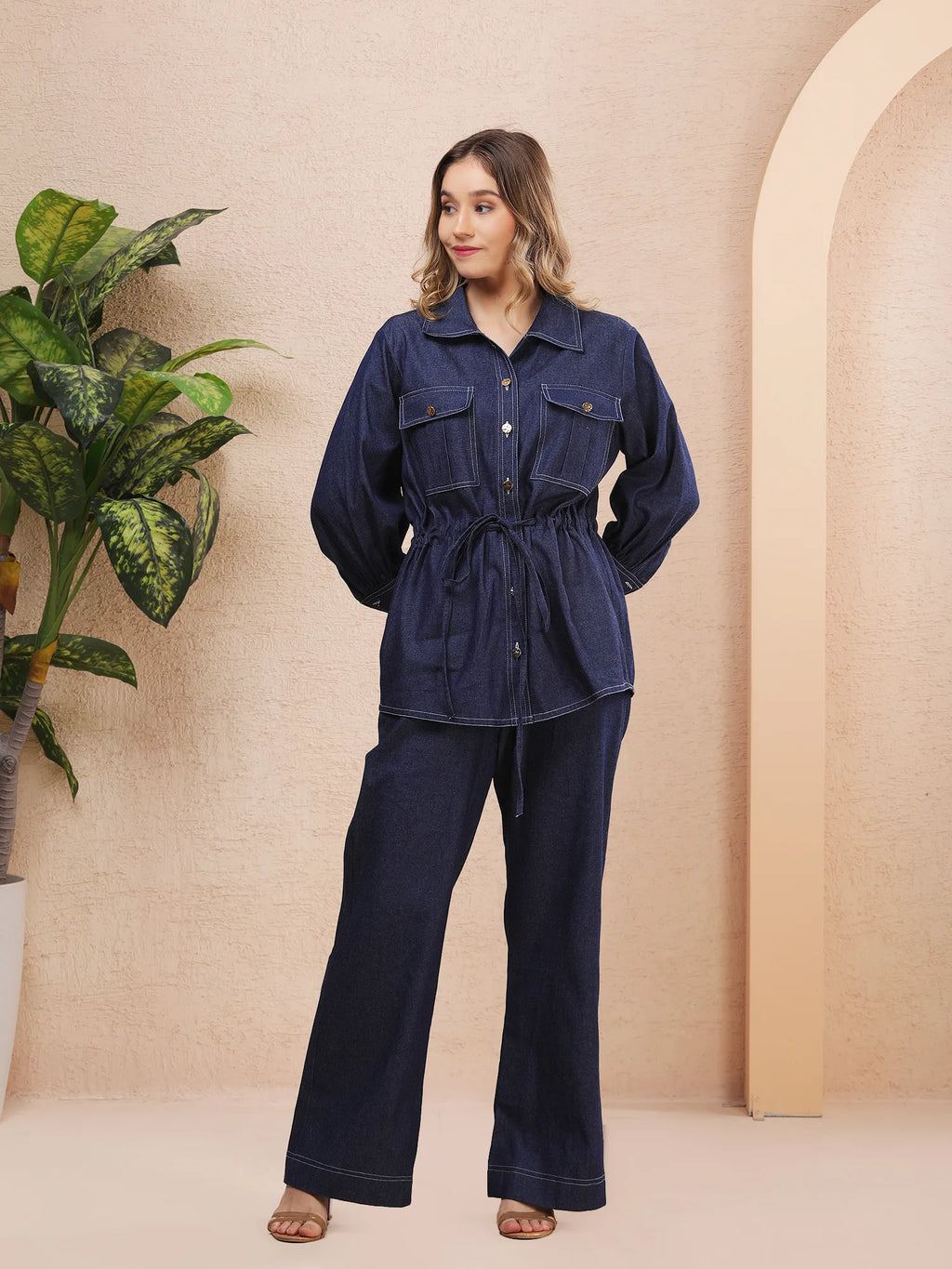 Drawstring Denim Co-ord Set