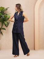 Tailored Sleeveless Denim Co-ord With Contrast Trim