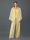 Yellow Cutwork Button Down Co-ord Set