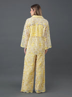 Yellow Cutwork Button Down Co-ord Set