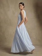 Powder Blue Smocked Midi Dress