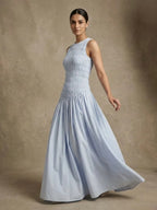 Powder Blue Smocked Midi Dress