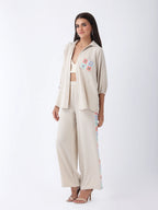 Crochet Co-ord Set in Oatmeal Beige