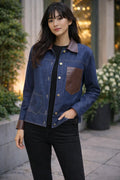 Leather Detail Denim Shirt