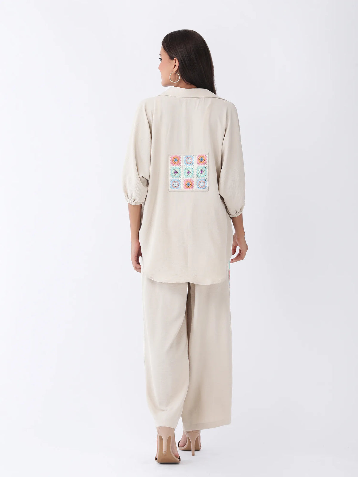 Crochet Co-ord Set in Oatmeal Beige