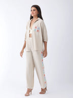 Crochet Co-ord Set in Oatmeal Beige